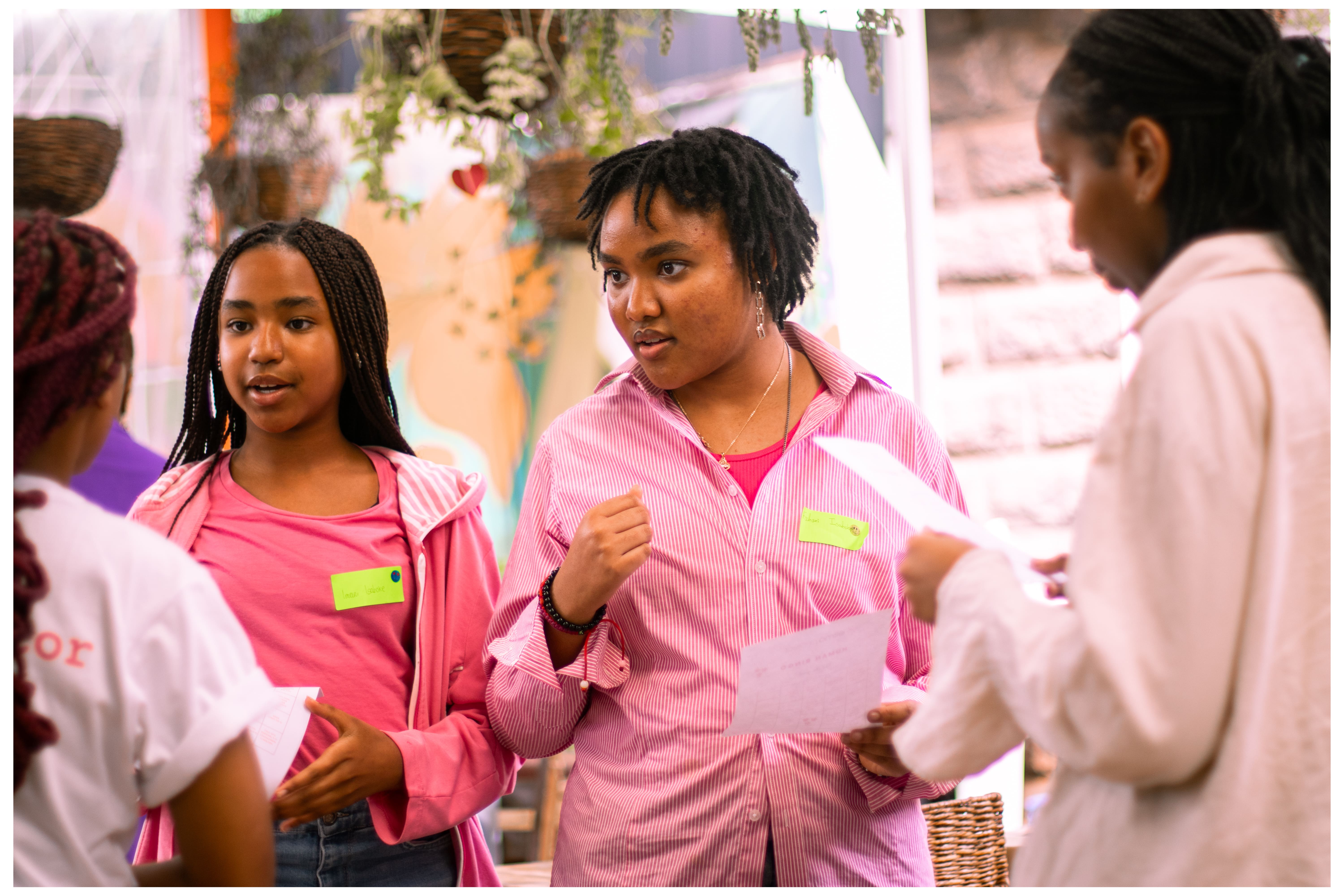 Young women connecting and laughing together